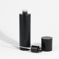 Botol Kaca Kosmetik Silinder 100ml Hitam Matte Mewah dengan Tutup Pipet Berlapis Sablon untuk Krim Perawatan Kulit & Krim Wajah