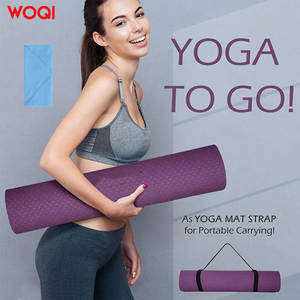 Tapis de yoga Woqi 72x24 pouces en TPE antidérapant, pliable, pour la maison, la danse, les exercices, couleur violette - Product Image 2