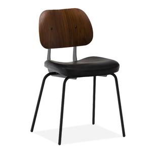 Silla <span class=keywords><strong>de</strong></span> Comedor <span class=keywords><strong>de</strong></span> Diseño Moderno Personalizada, Silla <span class=keywords><strong>de</strong></span> Metal para Cafetería con Respaldo <span class=keywords><strong>de</strong></span> Madera y Asiento <span class=keywords><strong>de</strong></span> Cuero PU para Restaurante - Product Image 5