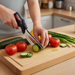 Ciseaux de cuisine Db 2 en 1, lames en acier inoxydable, manche en plastique, 8 pouces avec mécanisme de verrouillage pour usage en cuisine - Product Image 2