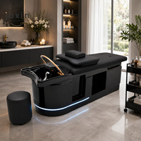 Lit de lavage électrique JOXIN pour salon de spa capillaire avec massage dorsal par rouleaux, douchette et lumière ambiante RGB