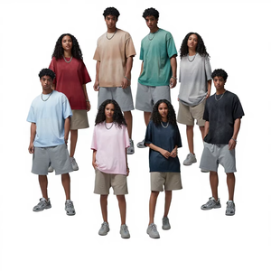 T-<span class=keywords><strong>shirt</strong></span> en coton surdimensionné à épaules tombantes, délavé par pulvérisation, avec finition ombrée vintage, style streetwear décontracté rétro, OEM - Product Image 2