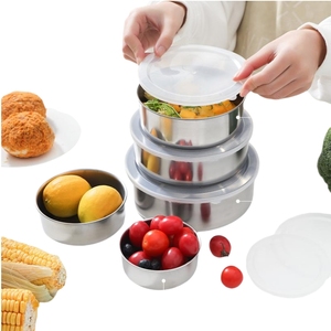 Conjunto de 5 Peças de Tigelas de Preservação de Frescor em Aço Inoxidável de Alta Qualidade com Tampa de Vedação e Caixa de Presente - Product Image 1