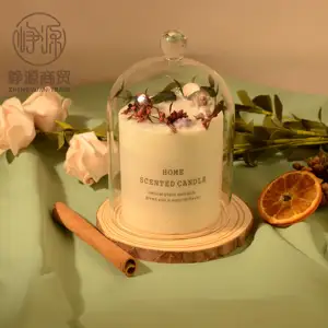 Büyük jel mumlar kokulu lüks romantik özel etiket düğün parti özel kokulu mumlar ile kurutulmuş çiçekler