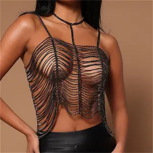 Sujetador de playa con cadena de cristal para mujer, accesorios de ropa interior, joyería corporal, sin pedido mínimo