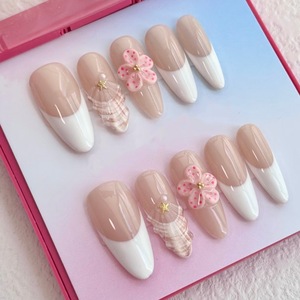 <span class=keywords><strong>Uñas</strong></span> Acrílicas de Lujo con Diseño de Almendra y Flores 3D para Novias, <span class=keywords><strong>Uñas</strong></span> Artificiales con Logotipo Personalizado, Venta al por Mayor - Product Image 3