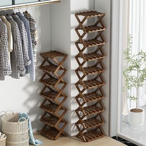 Zapatero plegable de madera, organizador de almacenamiento expandible de varios niveles para la entrada, dormitorio, diseño que ahorra espacio - Product Image 2