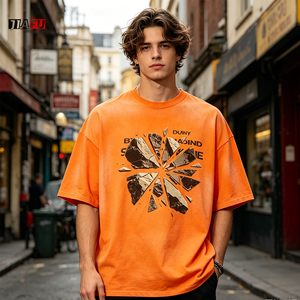 New Design Men's Tshirts Washed Sun Faded Boxy Fit Custom Graphic <strong>Tee</strong> Streetwear Hip-Hop 100%Cotton t <strong>Shirt</strong> for Men Hot Supplier - Product Image 2