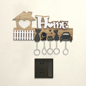 New cross-border product: Wooden <b>key</b> <b>rack</b> <b>for</b> entryway decoration, detachable wooden keychain. - Product Image 3