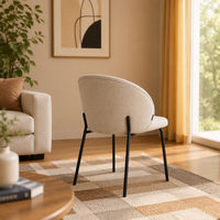 Chaise de salle à manger MULIGNA pour restaurant intérieur, style nordique, hôtel moderne, luxe, métal, cuir blanc, chaise rembourrée pour table à manger