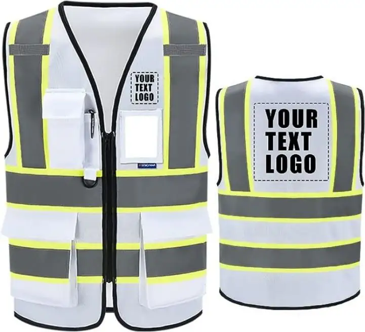 High Visibility Reflective 2 two tone Safety Vest for Women Men Security with Pockets Zipper Road Safety work Vest