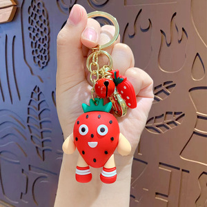 2025 Hot Sale Trendy Cute Girl Car Key Chain Couple Accessories Fruit Series Shiba Inu <b>Plastic</b> 3D Multifunction Ready to Ship - Product Image 5