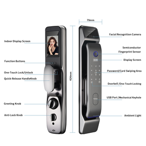 3D Yüz Tanıma, Yüksek Hızlı ve Düşük Yanlış Algılamalı Dahili Kamera ve Tuya Wifi Özellikli Ev Güvenliği Dijital Akıllı Ahşap Kapı Kilidi - Product Image 6