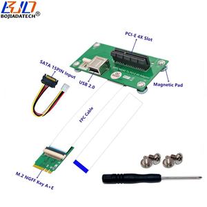 Venta al por mayor 90 grados PCI-E X4 ranura USB <span class=keywords><strong>2</strong></span>,0 conector a NGFF <span class=keywords><strong>M</strong></span>.<span class=keywords><strong>2</strong></span> clave A + E adaptador tarjeta vertical con Cable FPC en Stock - Product Image 1