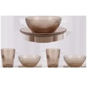 2024 Hot Selling Wholesale Customizable Glass Cup And Bowl Salad Bowl And Dish 6 Set Household Tableware Glass Gift Set