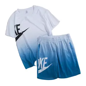 Ensemble de shorts décontractés pour hommes, survêtement 2 pièces à imprimé, t-shirt à manches courtes, vêtements d'entraînement et de sport, vêtements grande taille