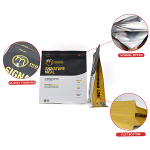 Sachet d'emballage alimentaire en aluminium imprimé sur mesure, qualité alimentaire, pour poudre de protéines de lactosérum, fond plat, pour céréales et muesli - Product Image 3