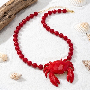 Collier ras du cou tendance plaqué or, bijoux fantaisie colorés sur le thème de l'océan, pour femme, idéal pour l'été et la plage - Product Image 5