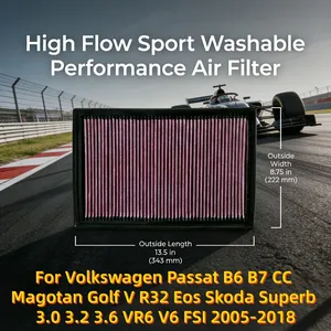 สำหรับ Audi A3 TT RS3 Volkswagen Passat <span class=keywords><strong>Golf</strong></span> R32 2003-2018 2.5 3.0 3.2 <span class=keywords><strong>3.6</strong></span> <span class=keywords><strong>VR6</strong></span> V6 ไส้กรองอากาศแบบสปอร์ตไหลเวียนสูง ล้างทำความสะอาดได้ OE 1K0129620 - Product Image 2