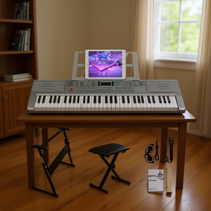 Gep 61-Key Plastic Electronic Organ Keyboard with Built-<b>In</b> <b>Speakers</b> and LED Screen for Music Practice and Learning - Product Image 2