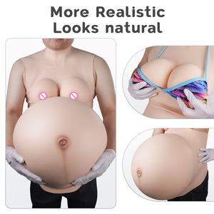Ensemble gonflable de forme de poitrine en silicone 8-10 mois ventre de femme enceinte et faux G Cup Gals Cosplay vêtements jumeaux grand faux G ventre de femme enceinte - Product Image 3