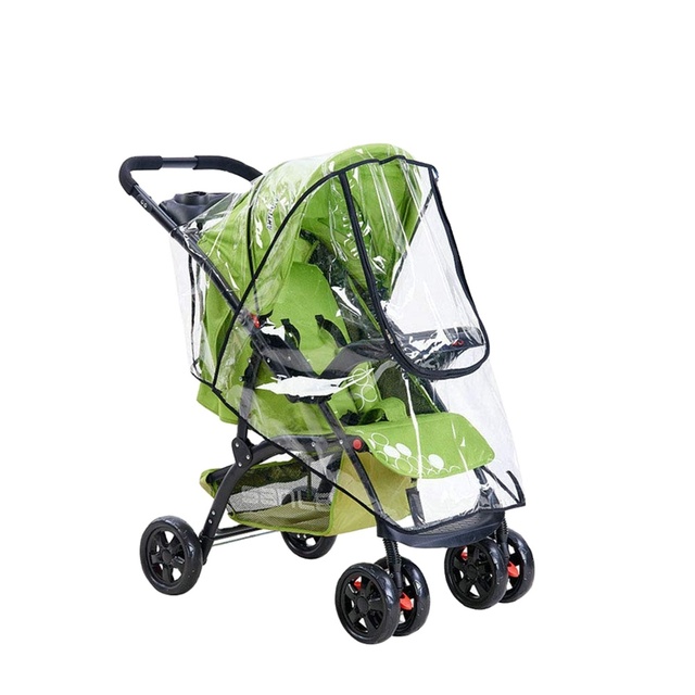 Universal Stroller Rain Cover Zip Front Opening PVC EVA Transparent Waterproof Breathable Eco-Friendly Wind Rain Weather Shield