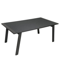 Ensemble de salle à manger de jardin extérieur moderne en aluminium et teck, 7 pièces, avec table rectangulaire 6 places et chaises
