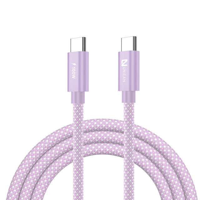 UNIEAN 100W 5A 20V USB Type C Cable Fast Charging Data Transfer Cord Nylon Braided Charger Wire 1M Compatible Phone Laptop