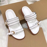 Sandales plates pour femmes Zapatos 2025, grande taille, à plateforme épaisse, avec boucle métallique, style décontracté, pas cher