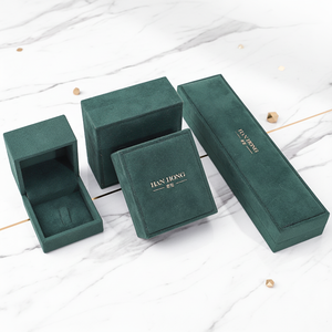 Оптовая продажа, роскошное ожерелье, браслет, серьги, кольцо, упаковка, ювелирный набор, коробка с логотипом премиум-класса, бархатная зеленая шкатулка для ювелирных изделий - Product Image 6