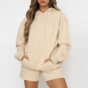 Custom 2 Piece <strong>Set</strong> Women Sweatshirt Short <strong>Set</strong> Jogger Two Piece Shorts Hoodie Sweatpants <strong>Set</strong> for Women - Product Image 2