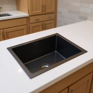 Lavello da Cucina in Acciaio Inox Nero, Vasca Singola, Finitura Opaca, Design Moderno da Appoggio - Product Image 2