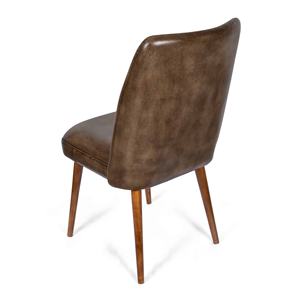 เก้าอี้รับประทานอาหารโครงโลหะสไตล์วินเทจหุ้มหนังพร้อมพนักพิงโค้งและขาเหล็กแข็งแรงสำหรับห้องรับประทานอาหารสไตล์เรสติก - Product Image 3