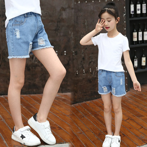 YOKIDS Shorts pour filles déchirés filles de 2 à <span class=keywords><strong>12</strong></span> <span class=keywords><strong>ans</strong></span> vêtements d'été pour enfants shorts en <span class=keywords><strong>jean</strong></span> de vache - Product Image 2