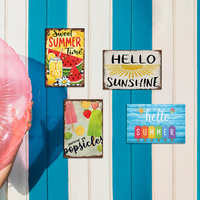 Juego de Letreros Metálicos Vintage de Playa para Verano, Decoración Retro para Pared de Casa, Cocina, Patio, Casa de Playa