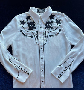 Chemises de cow-boy occidentales <span class=keywords><strong>pour</strong></span> hommes automne 2024, Camisas De Manga Larga, chemises à manches longues vintage à imprimé crâne et <span class=keywords><strong>fleurs</strong></span>, boutons-pression - Product Image 2