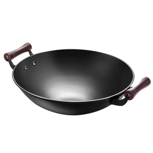 Sartén antiadherente de hierro forjado de doble asa estilo antiguo con tapa de acero inoxidable con incrustaciones de vidrio, apta para estufas de gas, estilo chino. - Product Image 1