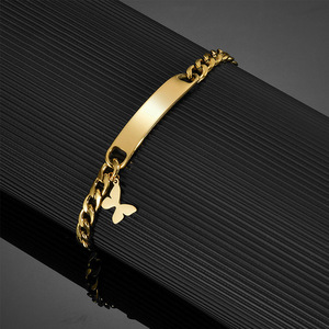 Qingyuan bricolage personnalisé mode gravé coeur couronne papillon étoile à cinq branches pendentif accessoire <span class=keywords><strong>Bracelet</strong></span> en acier inoxydable - Product Image 4