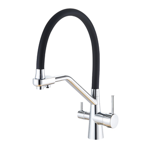 SANIVITAL <span class=keywords><strong>Rubinetto</strong></span> da Cucina Contemporaneo a <span class=keywords><strong>3</strong></span> <span class=keywords><strong>Vie</strong></span> in Ottone Zincato Nero di Lusso per Bagno e Cucina Montaggio su Piano Oro - Product Image 2