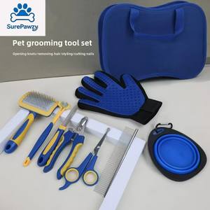 Kit Toelettatura Animali Domestici 8-in-1 in Acciaio Inossidabile Personalizzato Direttamente dalla Fabbrica: <span class=keywords><strong>Pettine</strong></span> Districante, Tagliaunghie, Strumento per la Rimozione del Pelo, Set Portatile per la Cura del Cane - Product Image 1