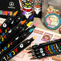 Marqueur acrylique double-tête bicolore pour enfants, stylo acrylique pour peinture sur chaussures blanches, stylo élégant, marqueur artistique spécial étudiant