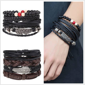 Pulsera <span class=keywords><strong>de</strong></span> cuero multicapa para mujer y hombre, brazalete <span class=keywords><strong>de</strong></span> amor, joyería - Product Image 2