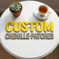 Patch brodé en chenille à motif personnalisé pour vêtements, à thermocoller, vente en gros
