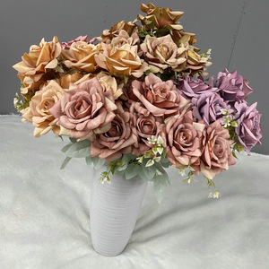 Flores Queyiyi, Ramo de Rosas Artificiales de 30cm-100cm, Decoración para Bodas y Hogar - Product Image 1