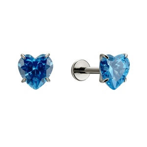 Lincy G23 puro titanio cuore CZ orecchini di cartilagine retro piatto Color <span class=keywords><strong>argento</strong></span> zircone geometrico elica Tragus <span class=keywords><strong>Piercing</strong></span> - Product Image 4