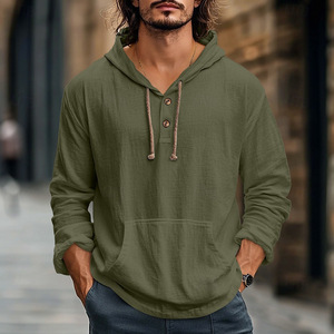 Sweat à capuche personnalisable pour homme, impression numérique de haute qualité, 100% coton, couleur unie, léger, décontracté, manches longues - Product Image 1
