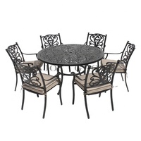 Moderno al por mayor Durable impermeable de aluminio fundido al aire libre Patio Muebles de jardín Juego de mesa de comedor con sillón