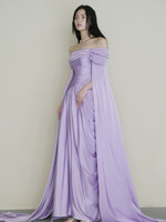 Robe de soirée ultra-élégante longue jusqu'au sol, en satin violet haut de gamme, ornée de diamants, robe de mariée pour femmes