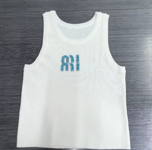 <span class=keywords><strong>Camiseta</strong></span> sin mangas con cuello redondo y bordado 3D de algodón/spandex transpirable de secado rápido y ecológico para <span class=keywords><strong>mujer</strong></span>, de boutique de ropa. - Product Image 6