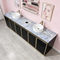 Table de manucure en bois à prix d'usine, poste de travail pour bar à ongles avec collecteur de poussière, plateau en marbre, ensemble de mobilier de salon de beauté de luxe